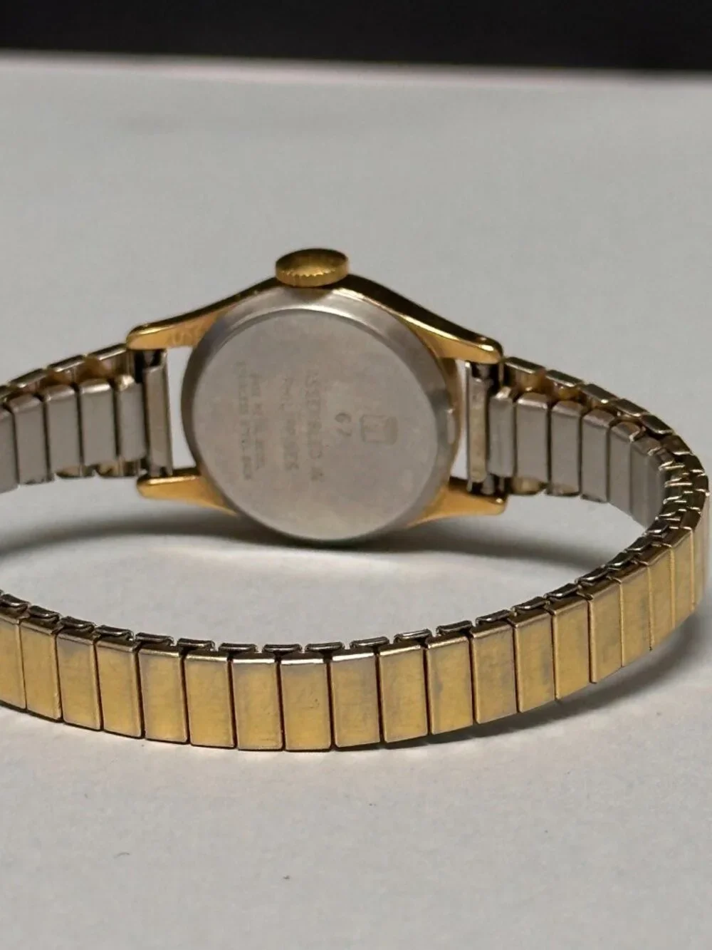 Vintage Acqua Manual Wind Watch Women Gold Tone Stretch Expansion Band 6